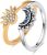 SLOONG 14K Gold Plated Sun and Moon Ring Set Sparkling Sun Ring and Blue Moon Ring Best Friend Friendship Promise Rings Stackable Rings for BFF Women Adult