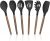 Silicone Kitchen Utensils Set, Deedro 7 Pieces Cooking Utensils Set Silicone Spatula Set with Natural Acacia Wooden Handle, High Heat Resistant Kitchen Gadgets Tools Set, Black