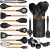 Silicone Cooking Utensils Set – Silicone Kitchen Utensils for Cooking Wooden Handles, 446°F Heat Resistant Kitchen Utensil Spatula Sets w Holder, Gadgets for Non-Stick Cookware BPA FREE (Black)