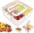 Snackle Box Container, Divided Serving Tray with Lid and Handle, Portable Clear Snack Box Containers, Snackle Box Charcuterie Container for Candy, Fruits, Nuts, Snacks (1pc-6 Compartments)