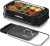 Indoor Grill, CUSIMAX Smokeless Grill Indoor, 1500W Electric Grill Griddle Korean BBQ Grill with LED Smart Display & Tempered Glass Lid, Non-stick Removable Grill Plate & Griddle Plate, Black